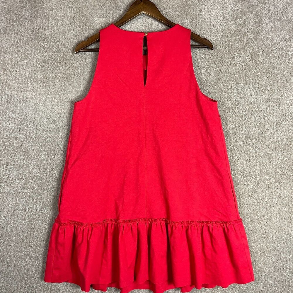 Banana Republic Mini Dress Petite Size 12P Red Sleeveless Ponte Knit Ruffle Hem - Picture 11 of 12